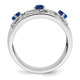 14k White Gold Diamond and Blue Sapphire Triangles Ring
